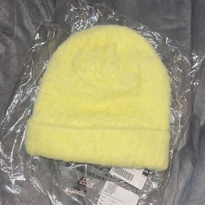 YELLOW FUZZY BEANIE